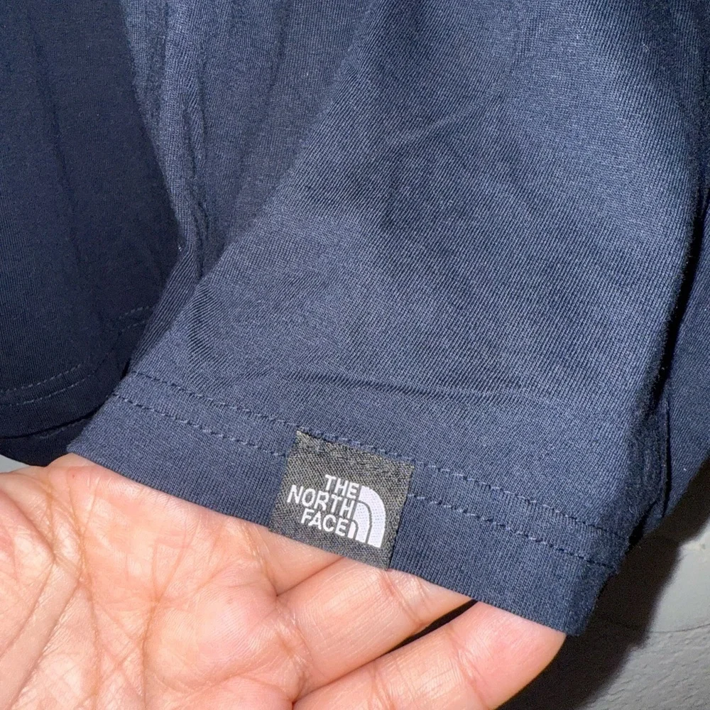 The North Face Navy Blue Half Dome Tee with Pink Logo,. Size XXL